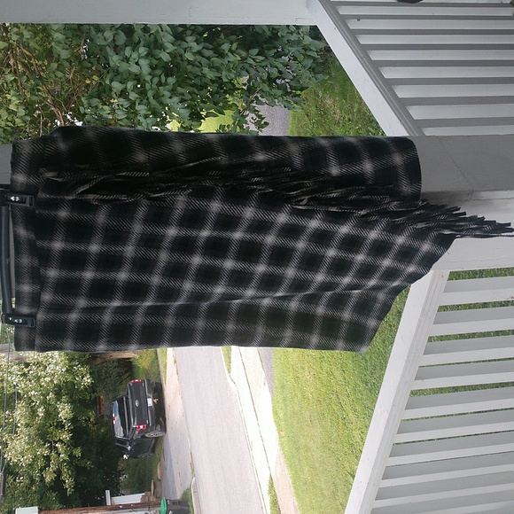 Time and Tru Faux Wrap Flannel Skirt Pull-up Plaid Warm Fringe Office 16-18 XL - Picture 9 of 15